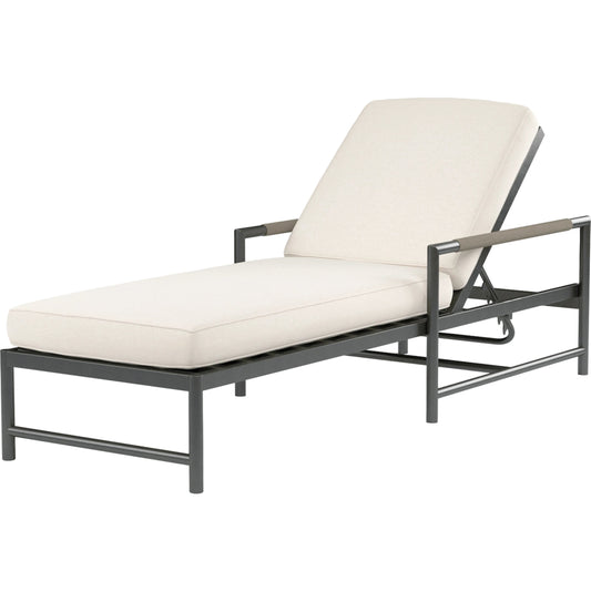 Pietra Outdoor Chaise by Sunset West in graphite. Made from olefin rope in a modern style.