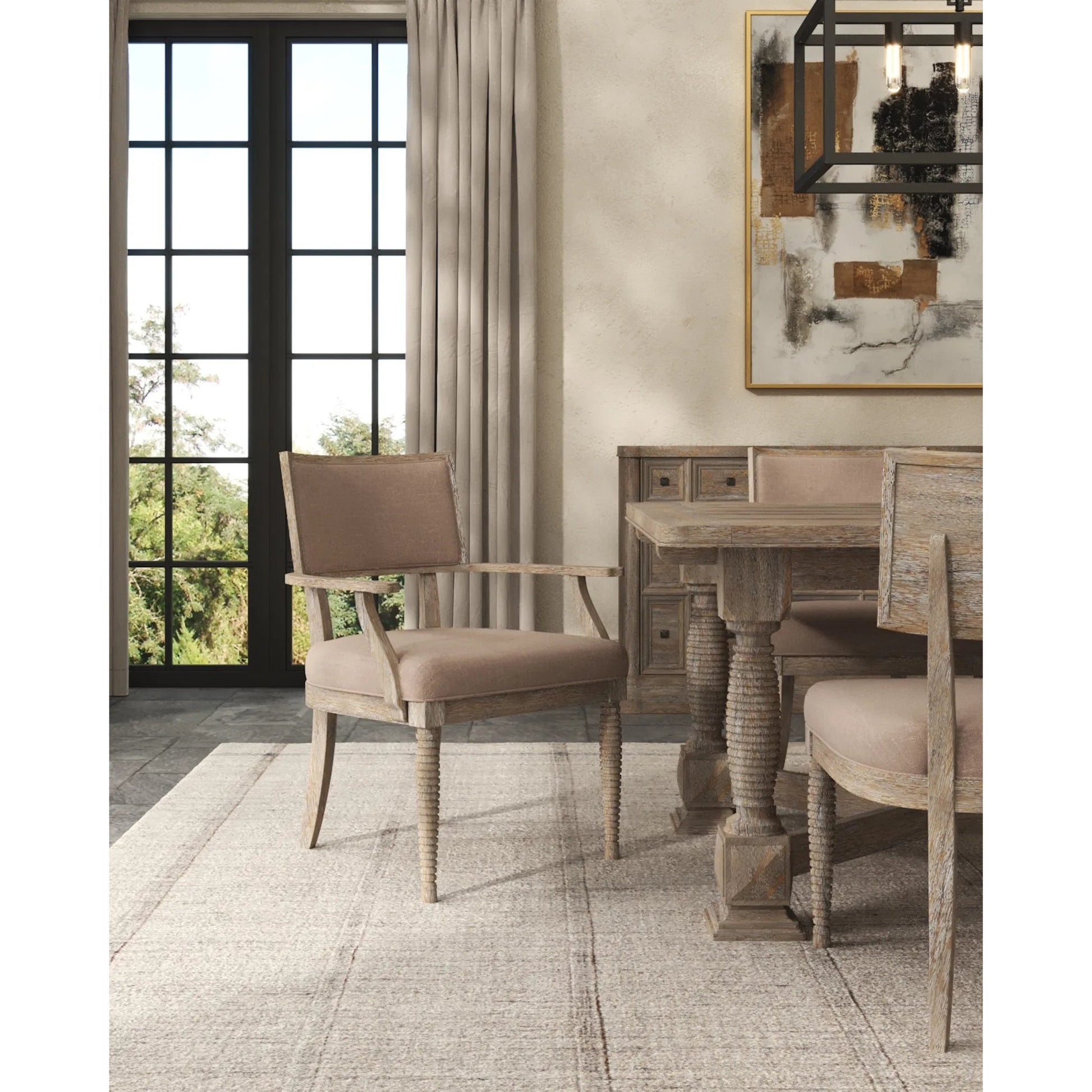 Reforma Upholstered Arm Chair by A.R.T. Furniture in tapenade, wheat. Made from parawood solids, random match flaky oak veneers, foam, fabric in a traditional style.