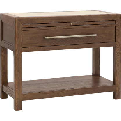 Driftwood One-Drawer Nightstand with Stone by Hooker Furniture. Made from oak solids, oak veneers, stone in a transitional style.