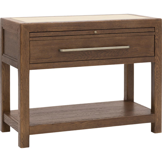 Driftwood One-Drawer Nightstand with Stone by Hooker Furniture. Made from oak solids, oak veneers, stone in a transitional style.