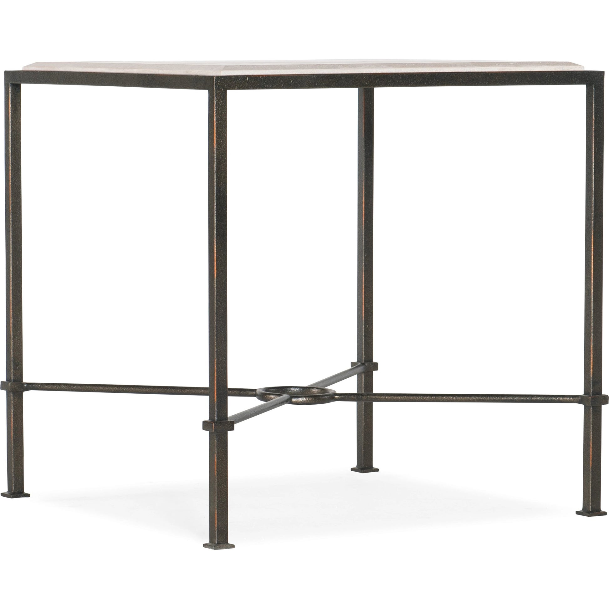 End Table by Hooker Furniture in dark charcoal. Made from marble, metal in a modern style.