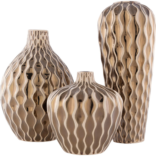 Rockwell - 24677 by Surya in gold and glazed. Made from ceramic in a coastal style.