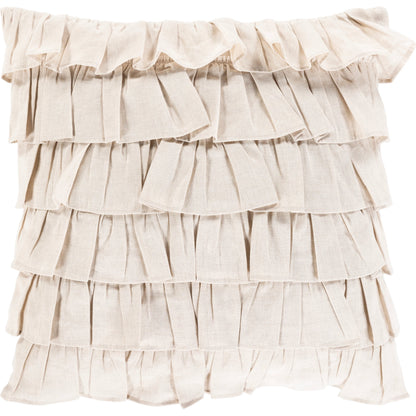 Ruffle Indoor/Outdoor Pillow by Surya. Made from 55% linen, 45% cotton, 100% cotton in a modern style.