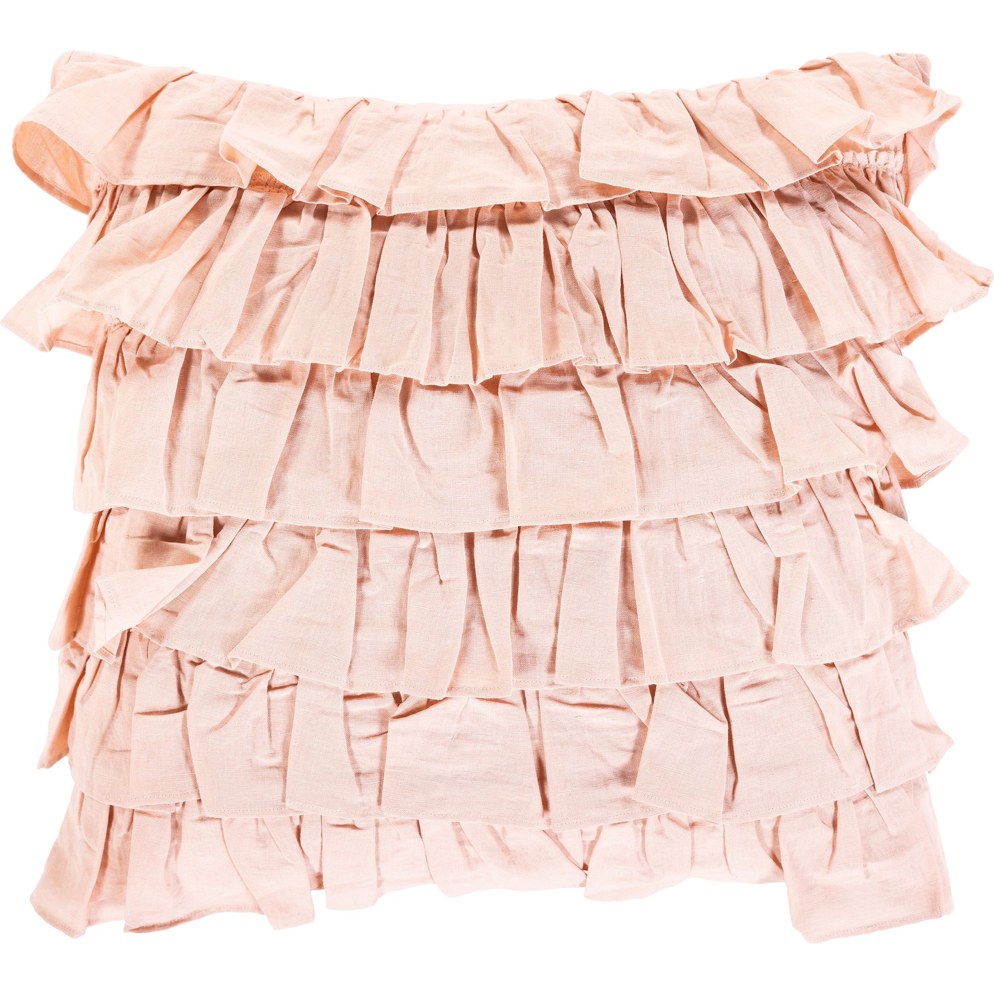 Ruffle Indoor/Outdoor Pillow by Surya. Made from 55% linen, 45% cotton, 100% cotton in a modern style.