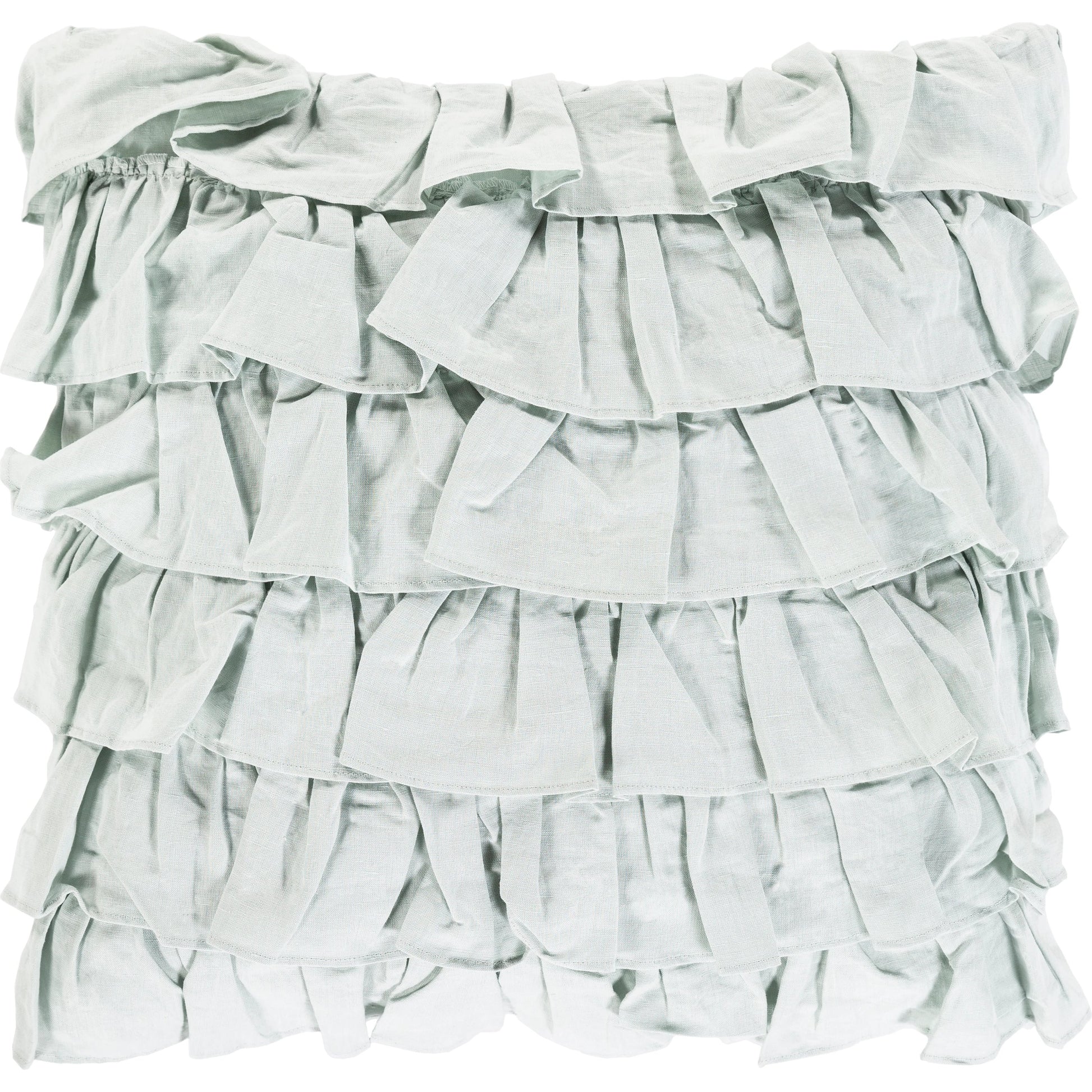 Ruffle Indoor/Outdoor Pillow by Surya. Made from 55% linen, 45% cotton, 100% cotton in a modern style.