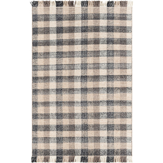 Reliance Rug - 27892 by Livabliss in charcoal, medium gray, tan, cream. Made from 100% wool in a unique style.