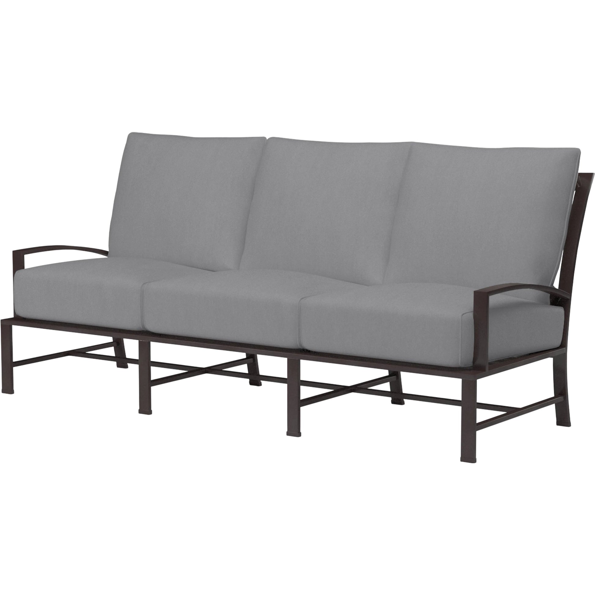 La Jolla Outdoor Sofa by Sunset West in browns. Made from aluminum in a modern style.