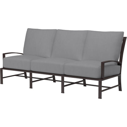 La Jolla Outdoor Sofa by Sunset West in browns. Made from aluminum in a modern style.
