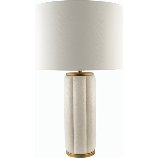 Rialto Accent Table Lamp - 535645 by Surya in body: beige, base: metallic - brass, shade: white, finial: gold, harp: metallic - brass, cord: translucent and platedtexturedpainted. Made from resin, iron, linen, polyester in a