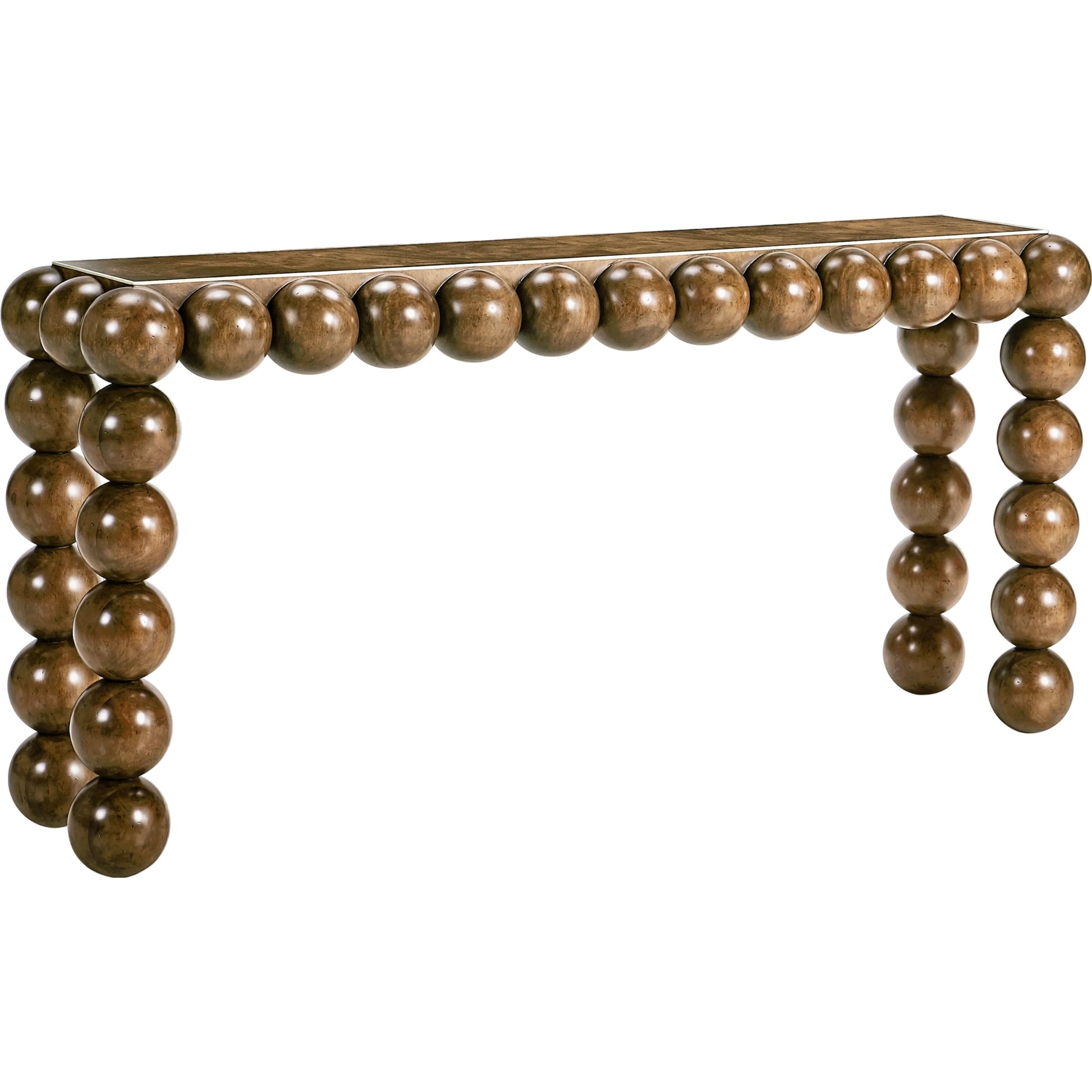 Orb Console Table by Jonathan Charles in brown and medium brown mahogany. Made from mahogany veneers, faux bone in a modern style.