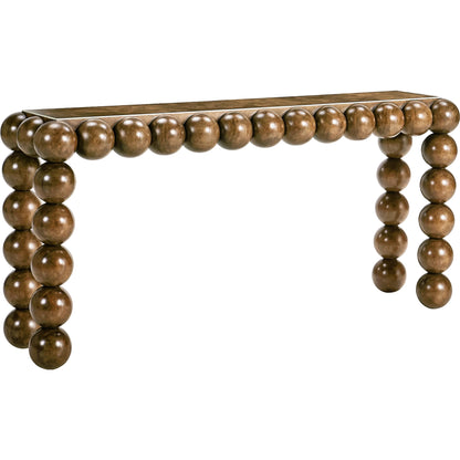 Orb Console Table by Jonathan Charles in brown and medium brown mahogany. Made from mahogany veneers, faux bone in a modern style.