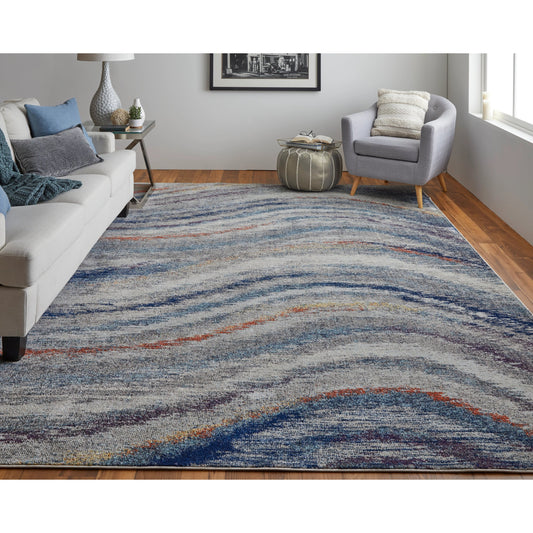 Edgemont Rug - 39INF by Feizy in blue, gray, orange. Made from polypropylene, polyester in a unique style.