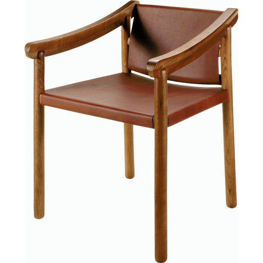 Raymond Dining Chair - 526059 by Surya in top: tan, base: brown and tintedstained. Made from leather, ash wood in a modern style.