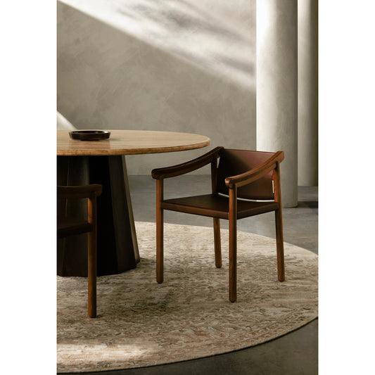 Raymond Dining Chair - 526059 by Surya in top: tan, base: brown and tintedstained. Made from leather, ash wood in a modern style.