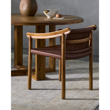 Raymond Dining Chair - 526059 by Surya in top: tan, base: brown and tintedstained. Made from leather, ash wood in a modern style.