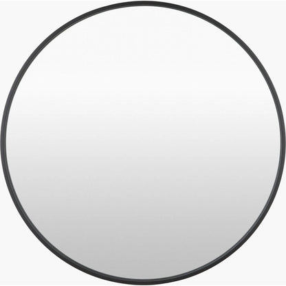 Carmen Round Accent Mirror by Surya in black and matte. Made from iron in a transitional style.