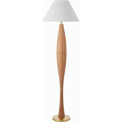 Rambla Accent Floor Lamp - 532388 by Livabliss in body: tan, base: metallic - brass, shade: white, finial: metallic - brass, harp: metallic - brass, cord: translucent and platedpaintedplated. Made from rattan, iron, linen, p