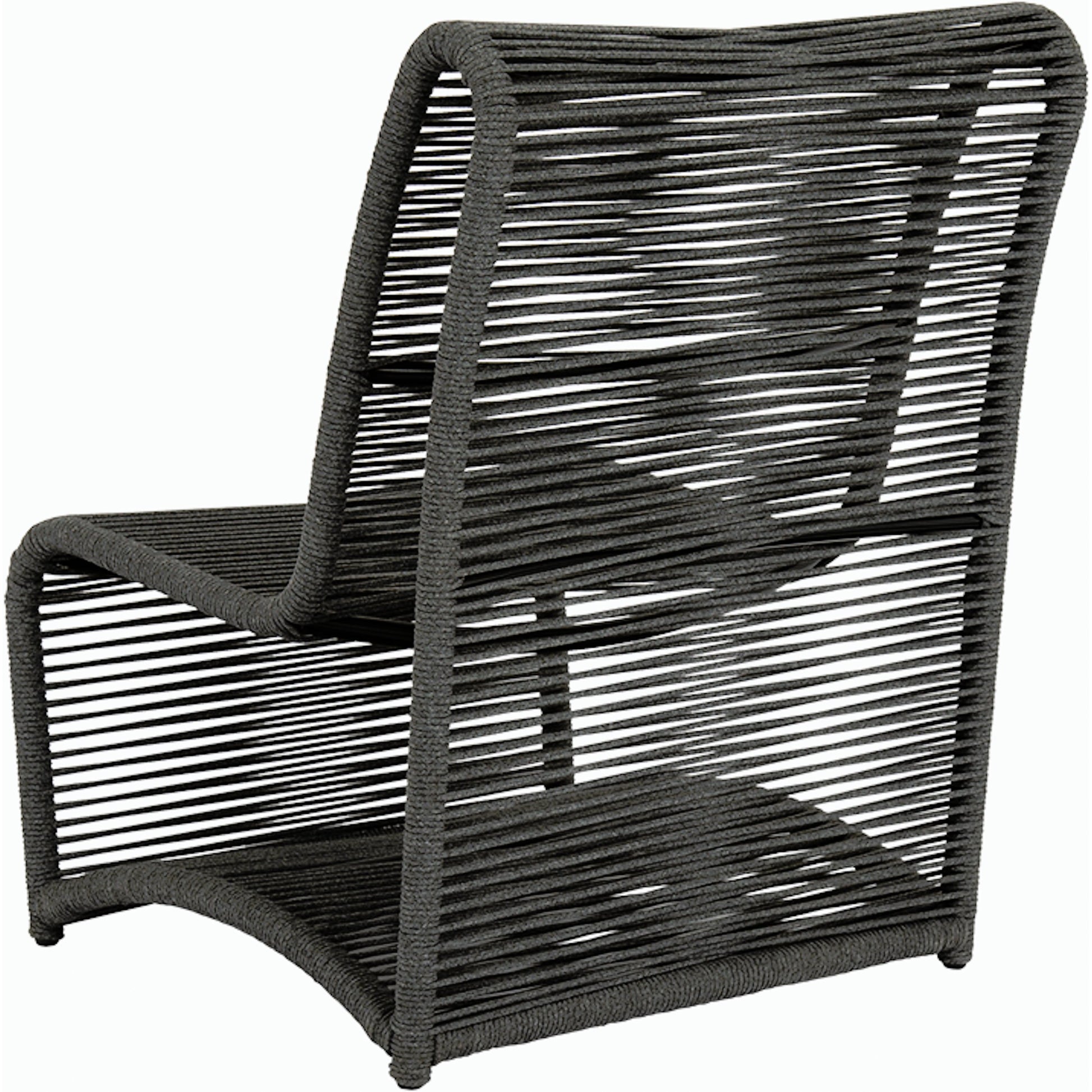 Milano Outdoor Armless Club Chair by Sunset West. Made from olefin rope in a coastal style.
