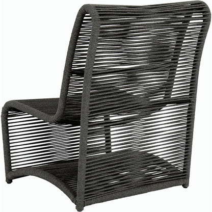 Milano Outdoor Armless Club Chair by Sunset West. Made from olefin rope in a coastal style.