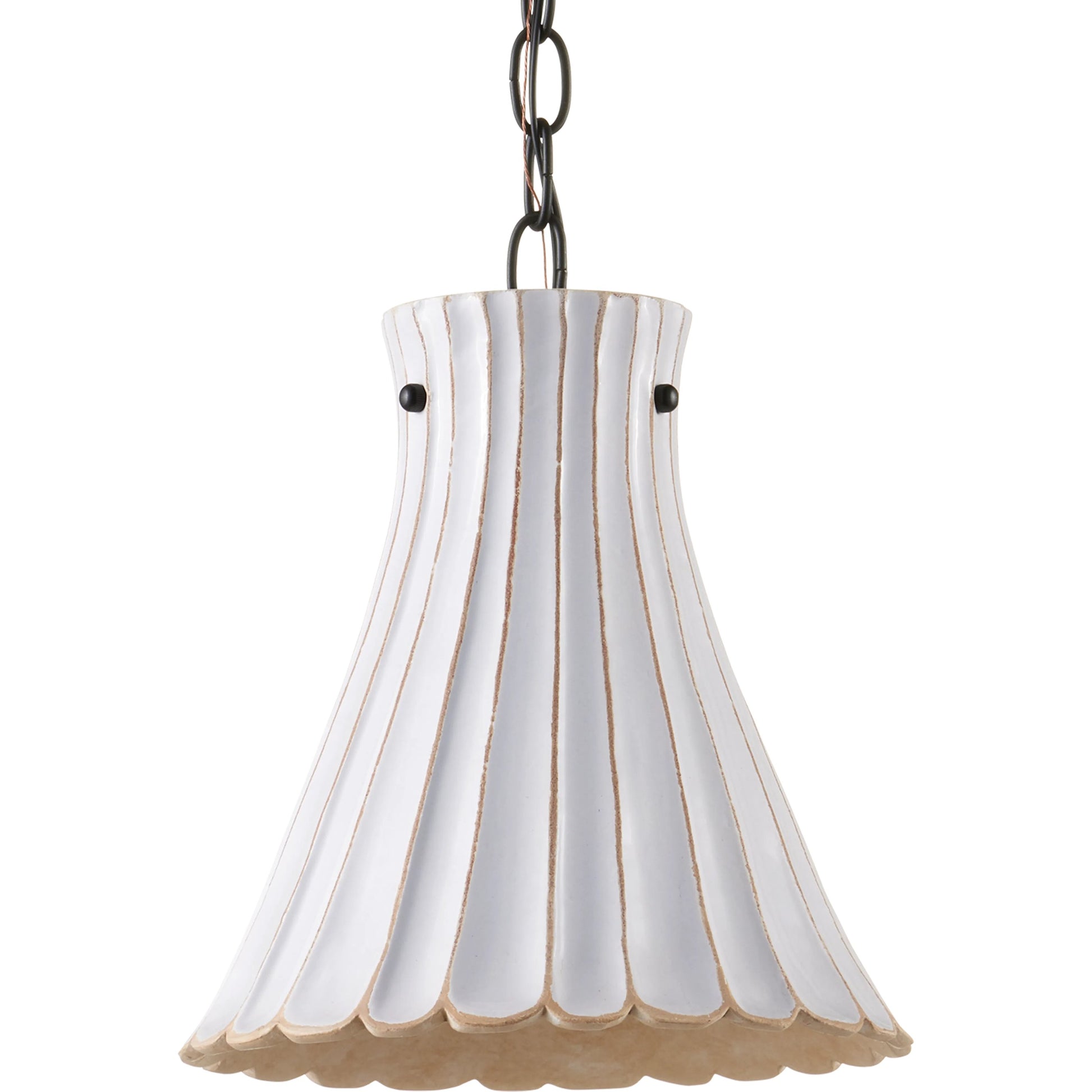 Jazz Pendant by Currey and Company in satin black, white crackle. Made from wrought iron, terracotta in a coastal style.