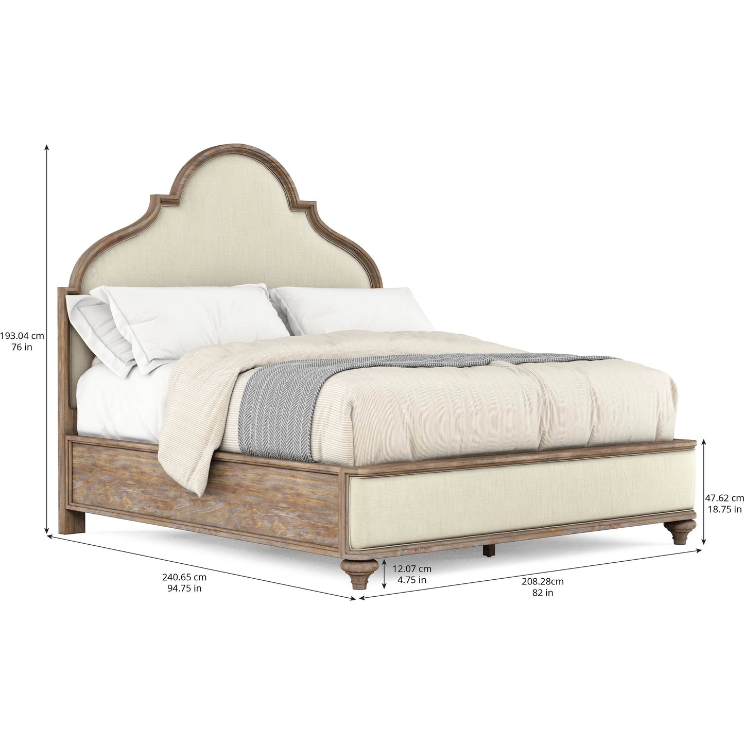 005 SI-2064918 | Additional Silo | Architrave Upholstered Panel Bed by A.R.T. Furniture in almond. Made from pine solids and veneer, foam, fabric in a traditional style.