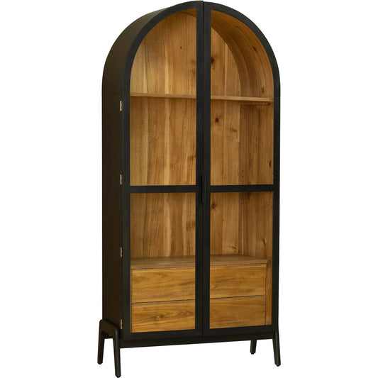 Remix Display Cabinet by LH Imports. Made from mdf, plywood, laminated veneer lumber, acacia veneer, tempered glass in a traditional style.