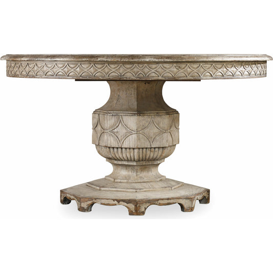 Chatelet Round Dining Table by Hooker Furniture in paris vintage. Made from pecan, walnut, maple veneers, resin, solid-wood edge top in a traditional style.
