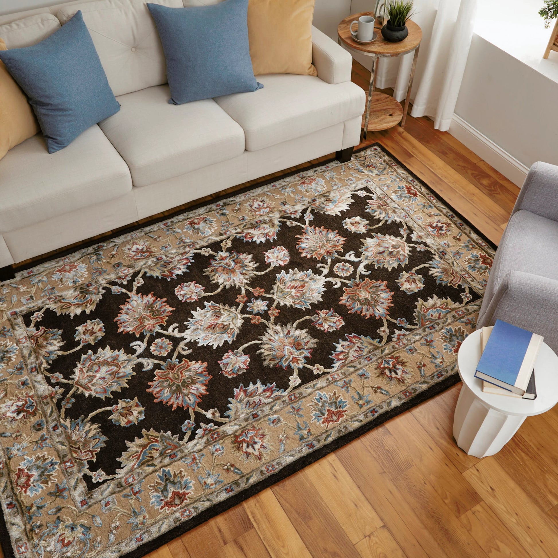 Prescott Traditional & Botanical Rug - 8938F by Feizy in brown, tan, orange. Made from viscose, wool in a unique style.