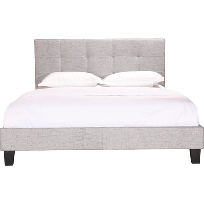 Eliza Bed by Moe's Home Collection in grey. Made from upholstery: 100% polyester, solid pine, wood slats, plywood, mdf in a modern style.