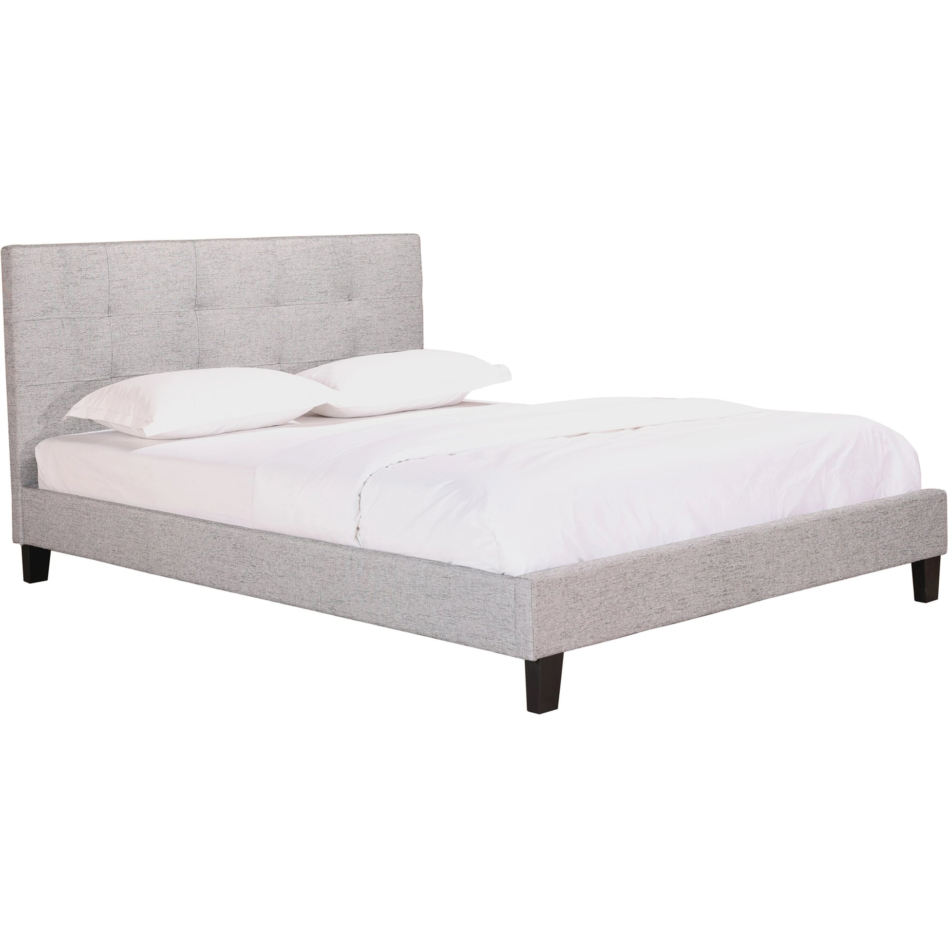 Eliza Bed by Moe's Home Collection in grey. Made from upholstery: 100% polyester, solid pine, wood slats, plywood, mdf in a modern style.