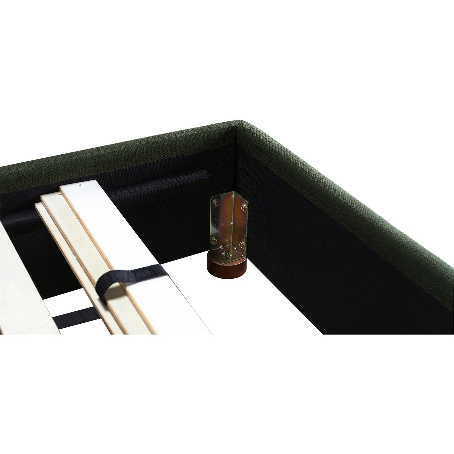 139 SI-2121969 | Closeup | Luzon Bed by Moe's Home Collection. Made from upholstery: 80% polyester, 20% linen, solid pine frame, plywood, mdf, foam in a modern style.