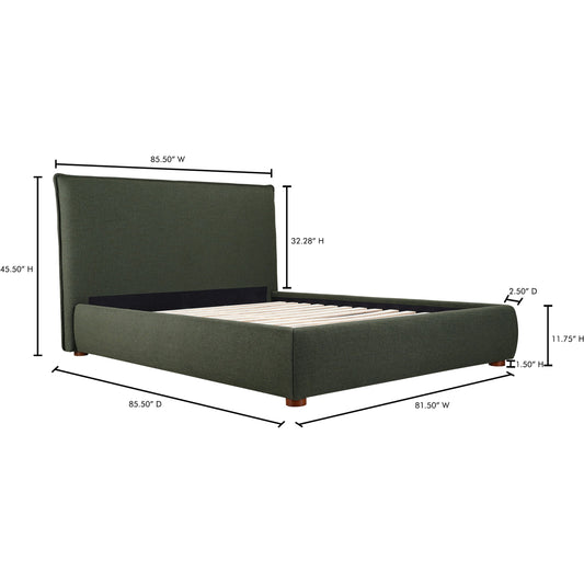 Luzon Bed by Moe's Home Collection. Made from upholstery: 80% polyester, 20% linen, solid pine frame, plywood, mdf, foam in a modern style.