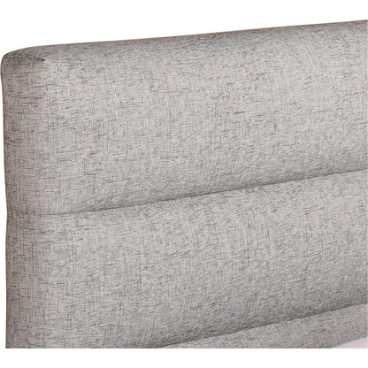Takio Bed by Moe's Home Collection in grey. Made from upholstery: 100% polyester, solid pine frame, foam padded headboard, wood slats, plywood, mdf in a modern style.