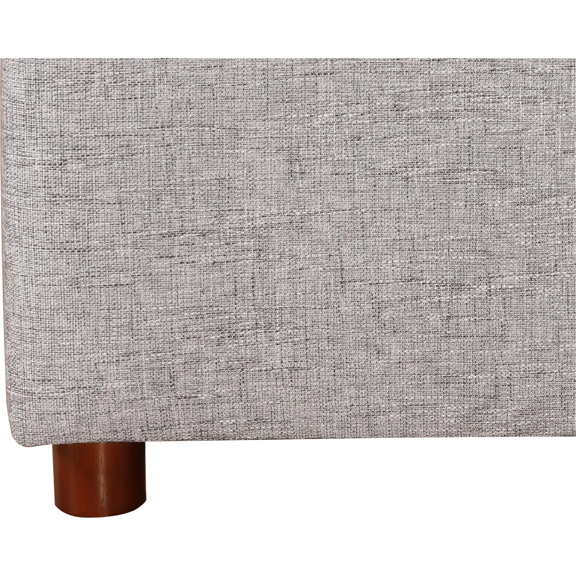 Takio Bed by Moe's Home Collection in grey. Made from upholstery: 100% polyester, solid pine frame, foam padded headboard, wood slats, plywood, mdf in a modern style.