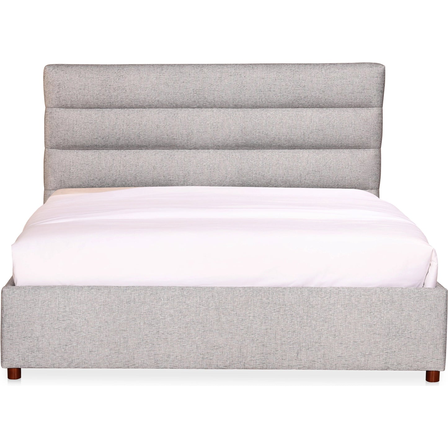 016 SI-2122078 | Primary Silo | Takio Bed by Moe's Home Collection in grey. Made from upholstery: 100% polyester, solid pine frame, foam padded headboard, wood slats, plywood, mdf in a modern style.