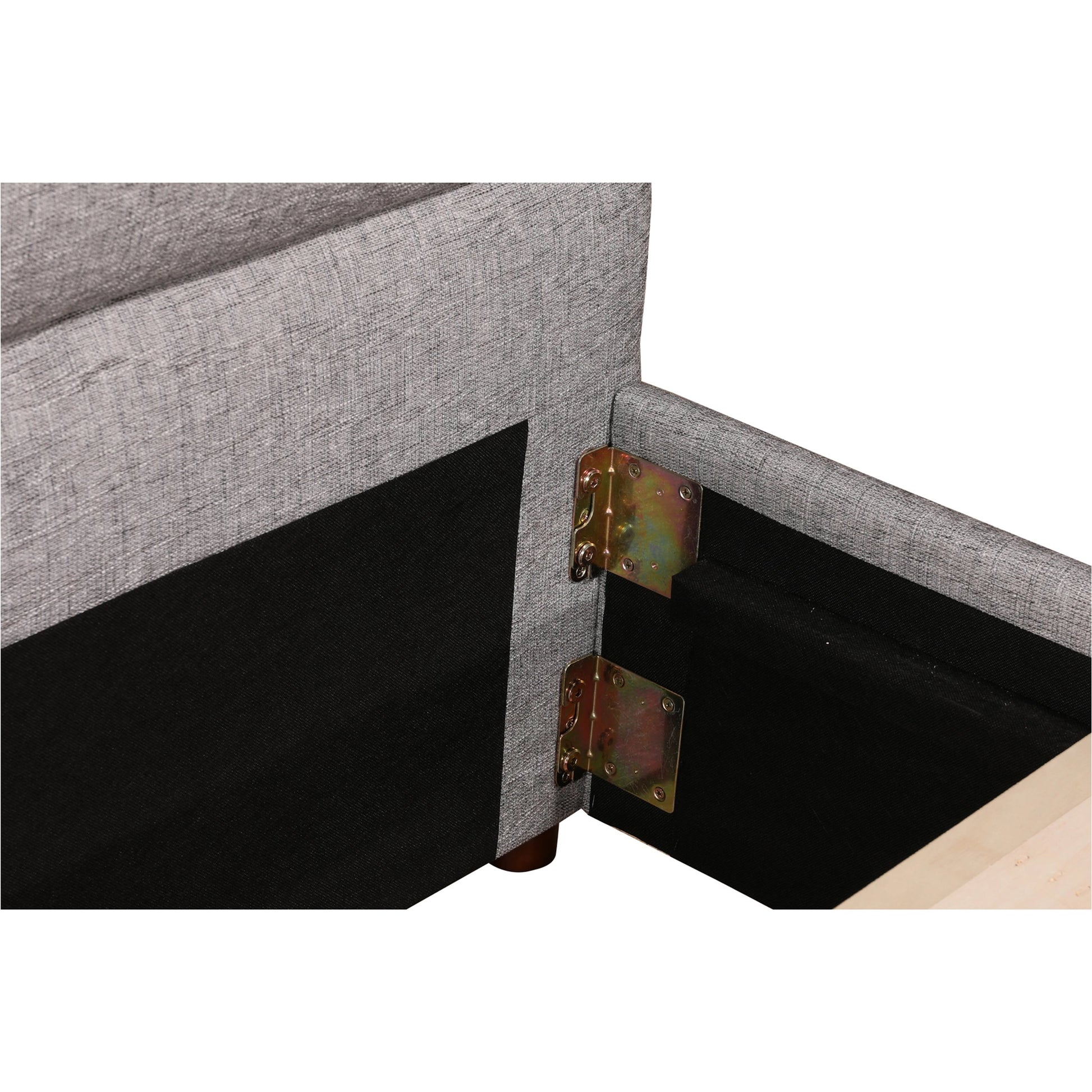 Takio Bed by Moe's Home Collection in grey. Made from upholstery: 100% polyester, solid pine frame, foam padded headboard, wood slats, plywood, mdf in a modern style.