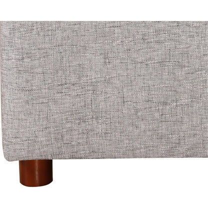 Takio Bed by Moe's Home Collection in grey. Made from upholstery: 100% polyester, solid pine frame, foam padded headboard, wood slats, plywood, mdf in a modern style.