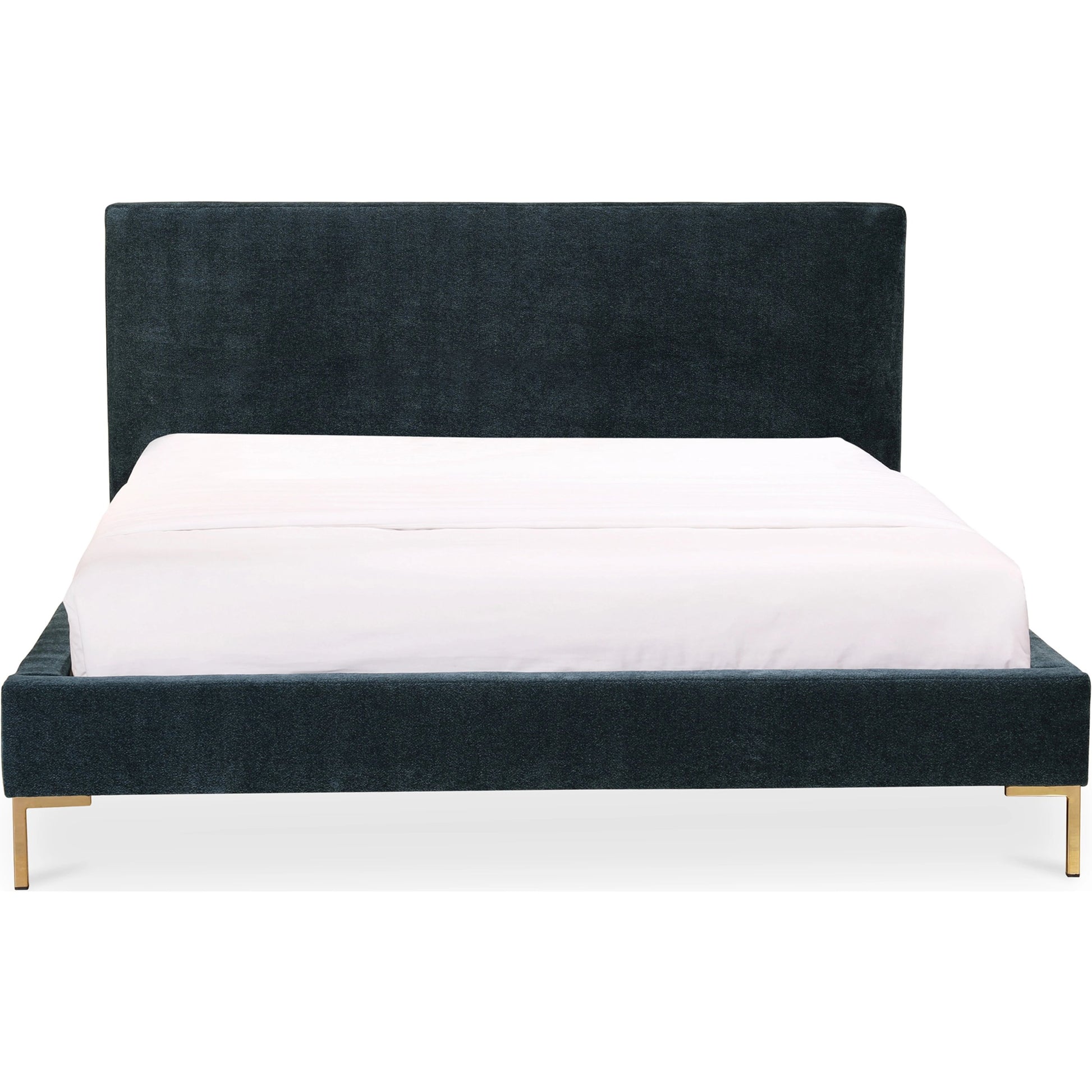 Astrid Bed by Moe's Home Collection in blue. Made from upholstery: 100% polyester, solid pine frame, foam, plywood, mdf in a modern style.