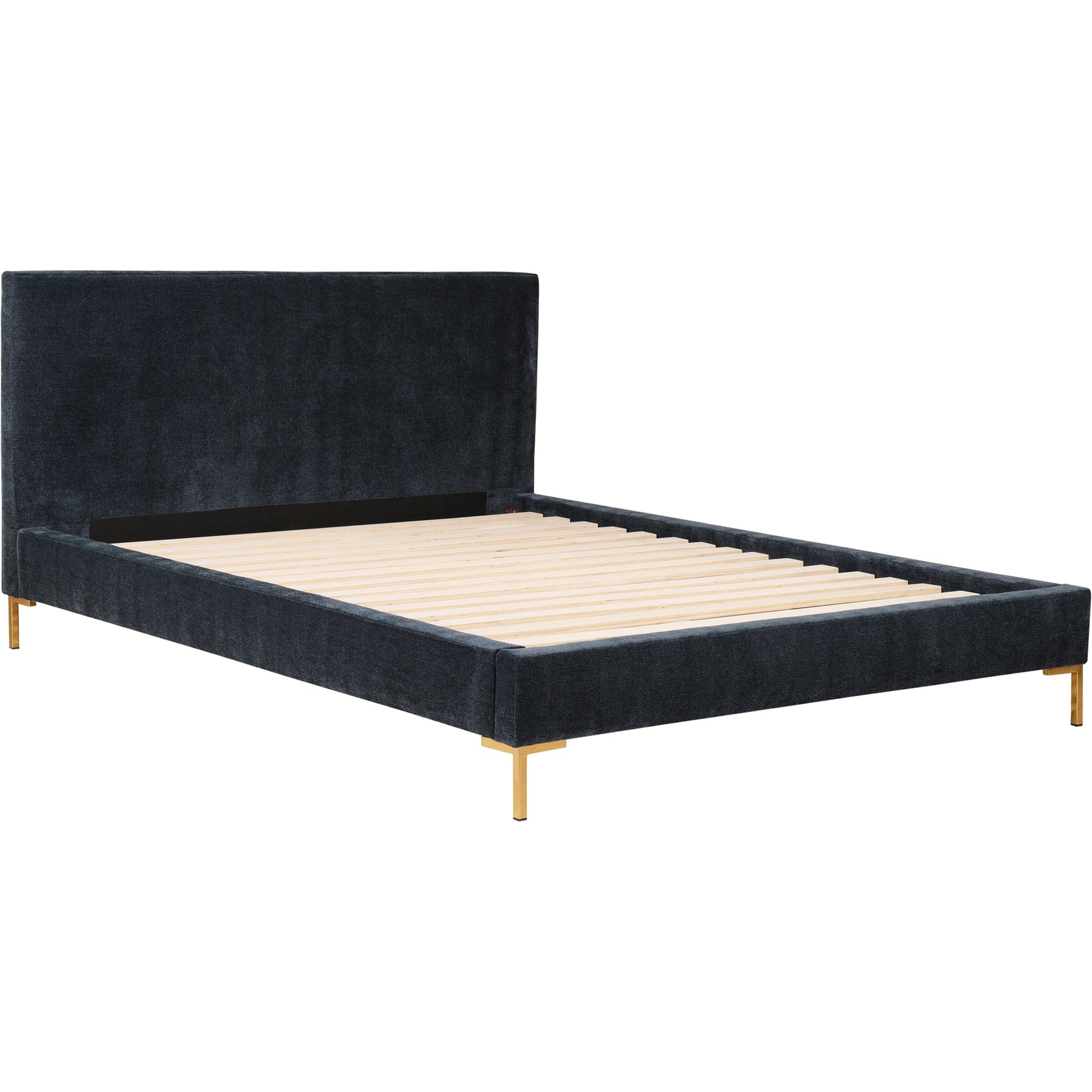 Astrid Bed by Moe's Home Collection in blue. Made from upholstery: 100% polyester, solid pine frame, foam, plywood, mdf in a modern style.