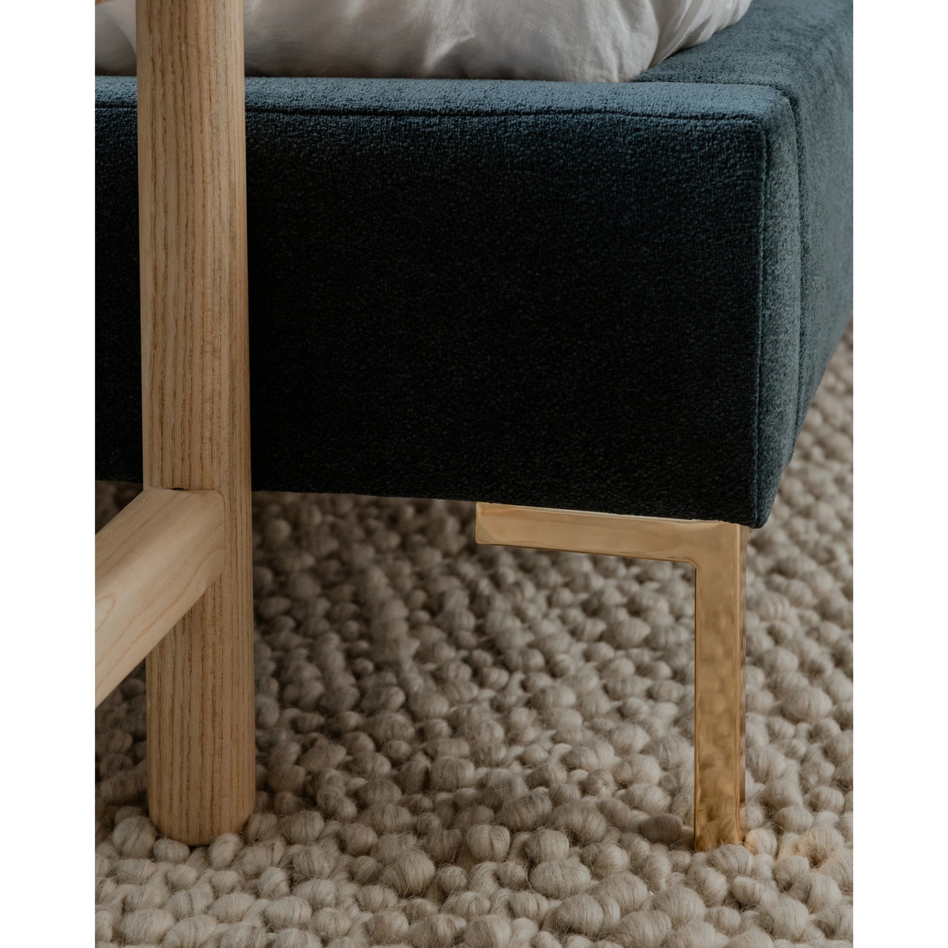 Astrid Bed by Moe's Home Collection in blue. Made from upholstery: 100% polyester, solid pine frame, foam, plywood, mdf in a modern style.