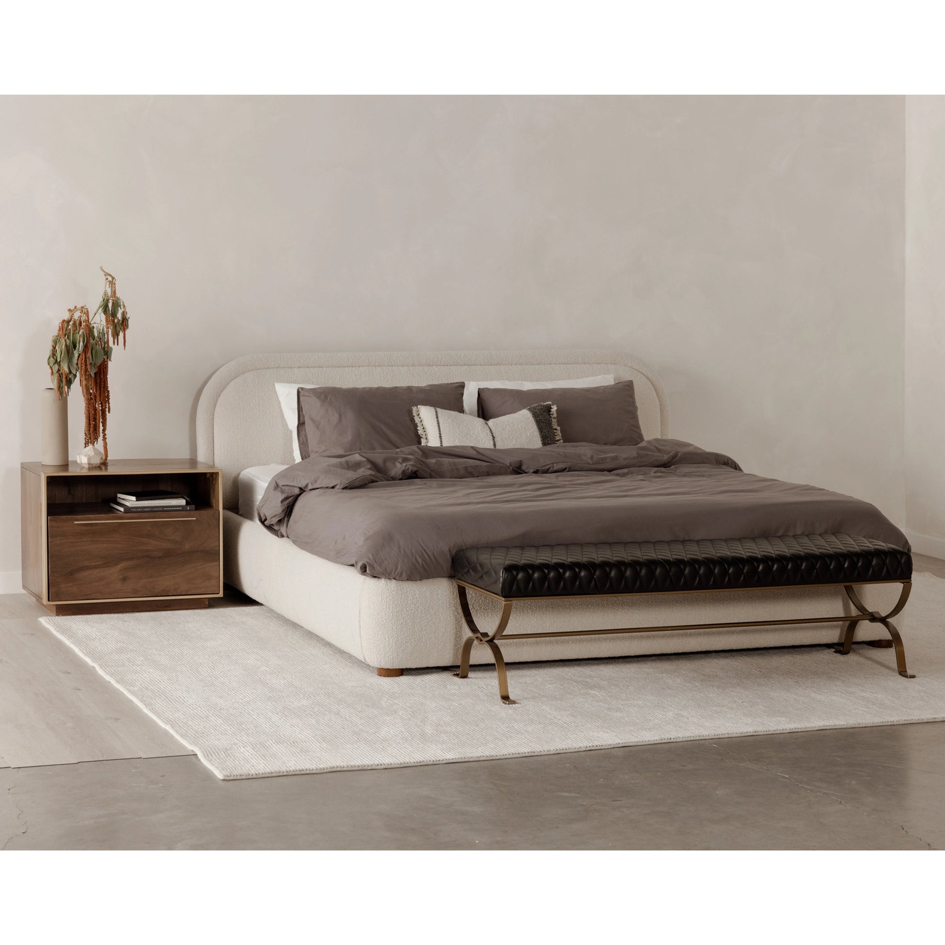 Colin Bed by Moe's Home Collection in oatmeal. Made from upholstery: 100% polyester, solid pine frame, plywood, mdf, foam in a modern style.