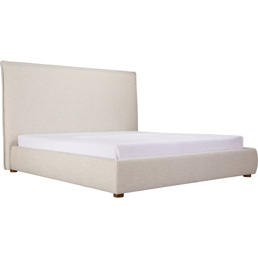 Luzon Tall Headboard Bed by Moe's Home Collection in wheat. Made from upholstery: 80% polyester, 20% linen, solid pine frame, plywood, mdf, foam in a modern style.