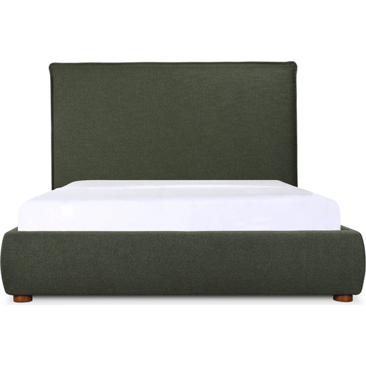 Luzon Bed Headboard by Moe's Home Collection in deep forest. Made from upholstery: 80% polyester, 20% linen, solid pine frame, plywood, mdf, foam in a modern style.