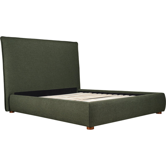 Luzon Bed Headboard by Moe's Home Collection in deep forest. Made from upholstery: 80% polyester, 20% linen, solid pine frame, plywood, mdf, foam in a modern style.