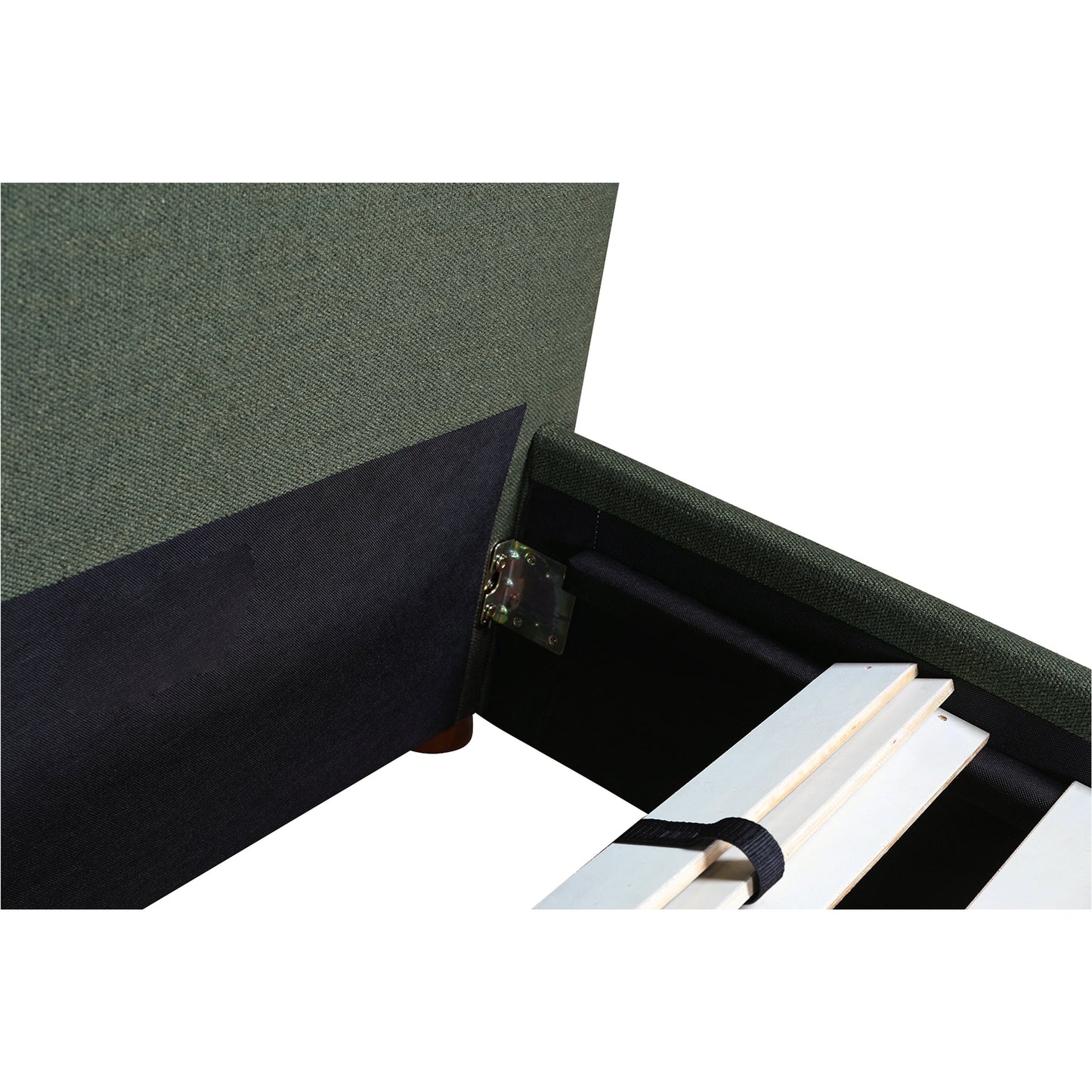 043 SI-2121978 | Closeup | Luzon Bed Headboard by Moe's Home Collection in deep forest. Made from upholstery: 80% polyester, 20% linen, solid pine frame, plywood, mdf, foam in a modern style.