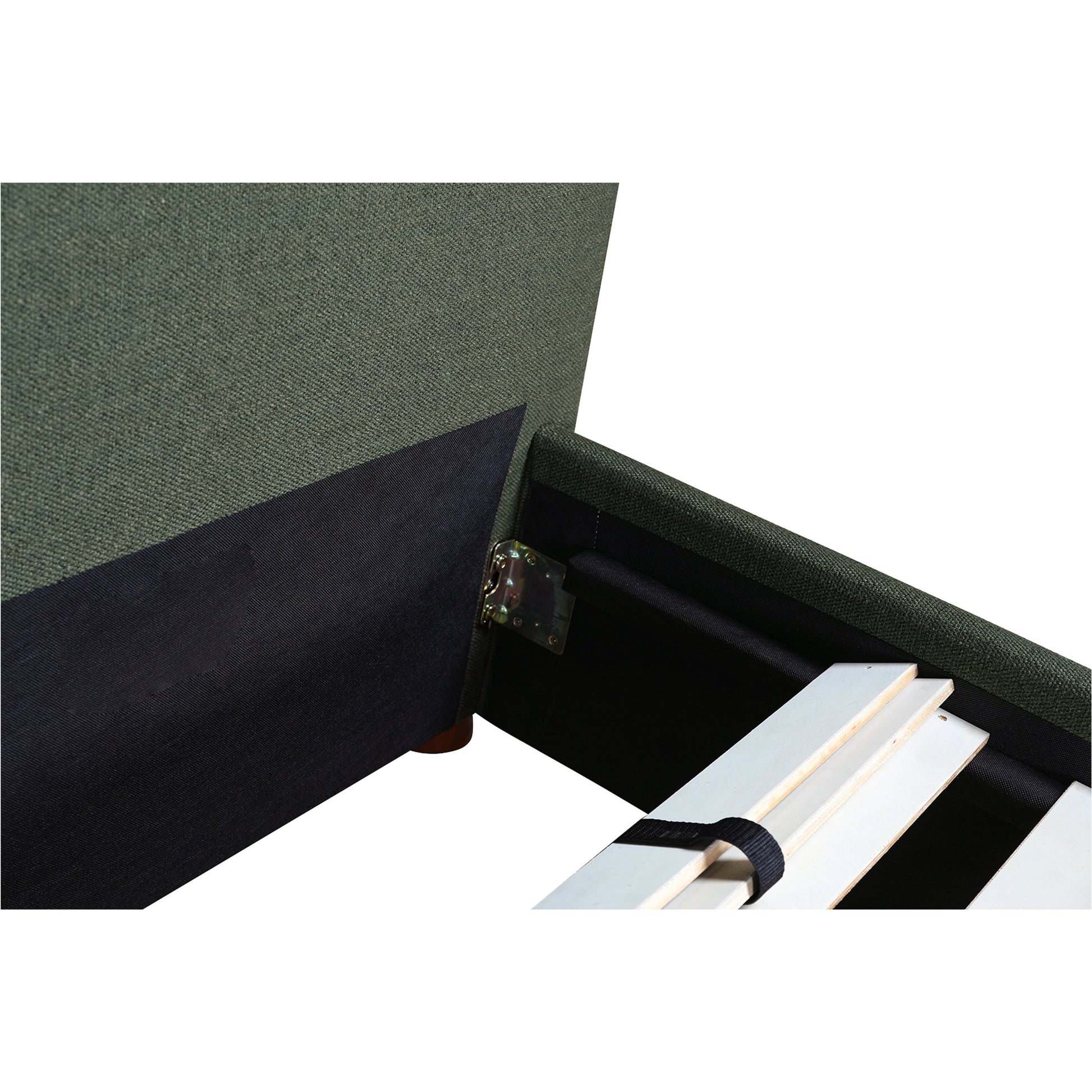 Luzon Bed Headboard by Moe's Home Collection in deep forest. Made from upholstery: 80% polyester, 20% linen, solid pine frame, plywood, mdf, foam in a modern style.