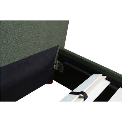 Luzon Bed Headboard by Moe's Home Collection in deep forest. Made from upholstery: 80% polyester, 20% linen, solid pine frame, plywood, mdf, foam in a modern style.