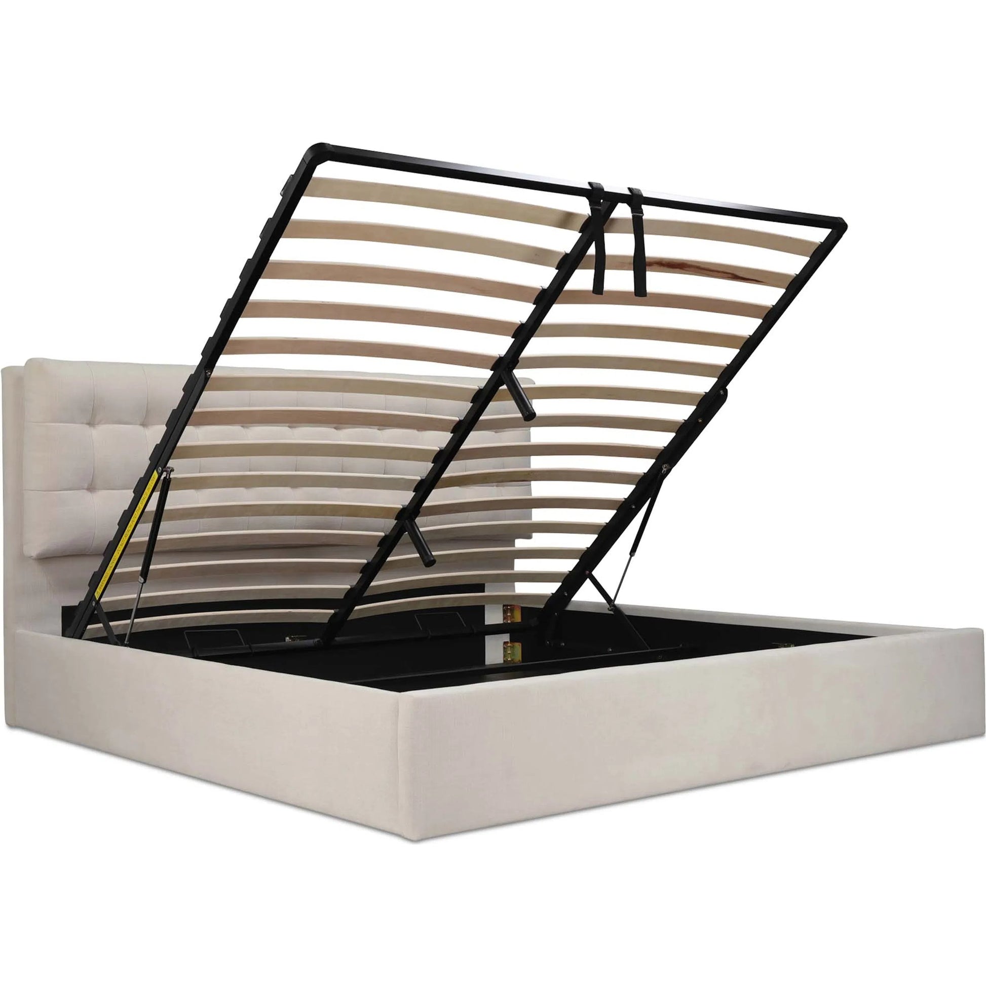 Sebastion Storage Bed by Moe's Home Collection. Made from upholstery: 100% polyester, frame: solid wood, plywood, mdf, foam, lift hydraulic storage: piston 800n in a transitional style.