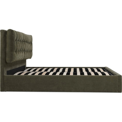 Sebastion Storage Bed by Moe's Home Collection. Made from upholstery: 100% polyester, frame: solid wood, plywood, mdf, foam, lift hydraulic storage: piston 800n in a transitional style.