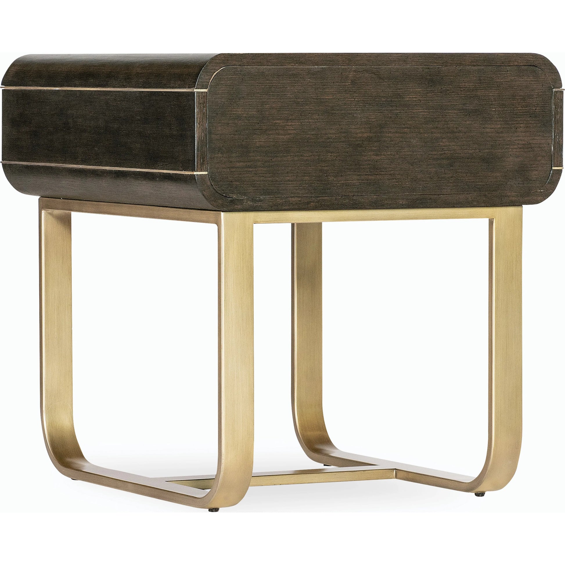 Commerce & Market Metropolitan End Table by Hooker Furniture in dark wood and dark wood finish. Made from oak veneers, metal tube and sheet metal in a modern style.